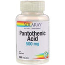 SOL PANTOTHENIC ACID 500mg 100 Vitamins & Minerals Solaray 