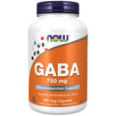 Now Foods GABA 750mg 100 Veg Capsules Amino Acids Now Foods 
